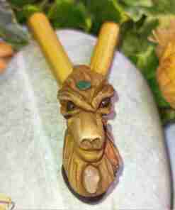 Kuripe Bamboo Totem WOLF Amulet with Stones powerful